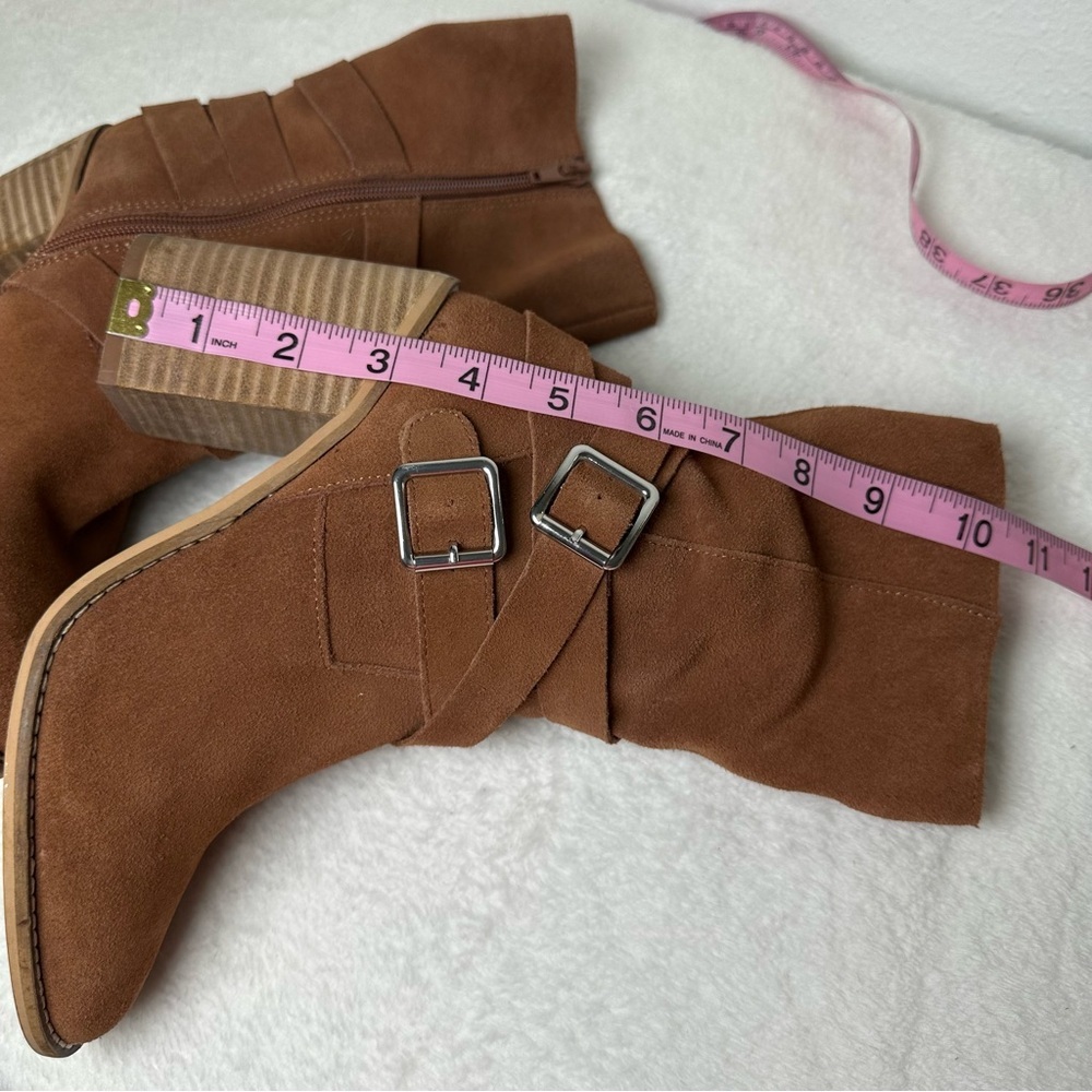 Chelsea & Violet CV-Vicky Brown Suede Heeled Pointed Toe Boots Booties - Picture 6 of 14